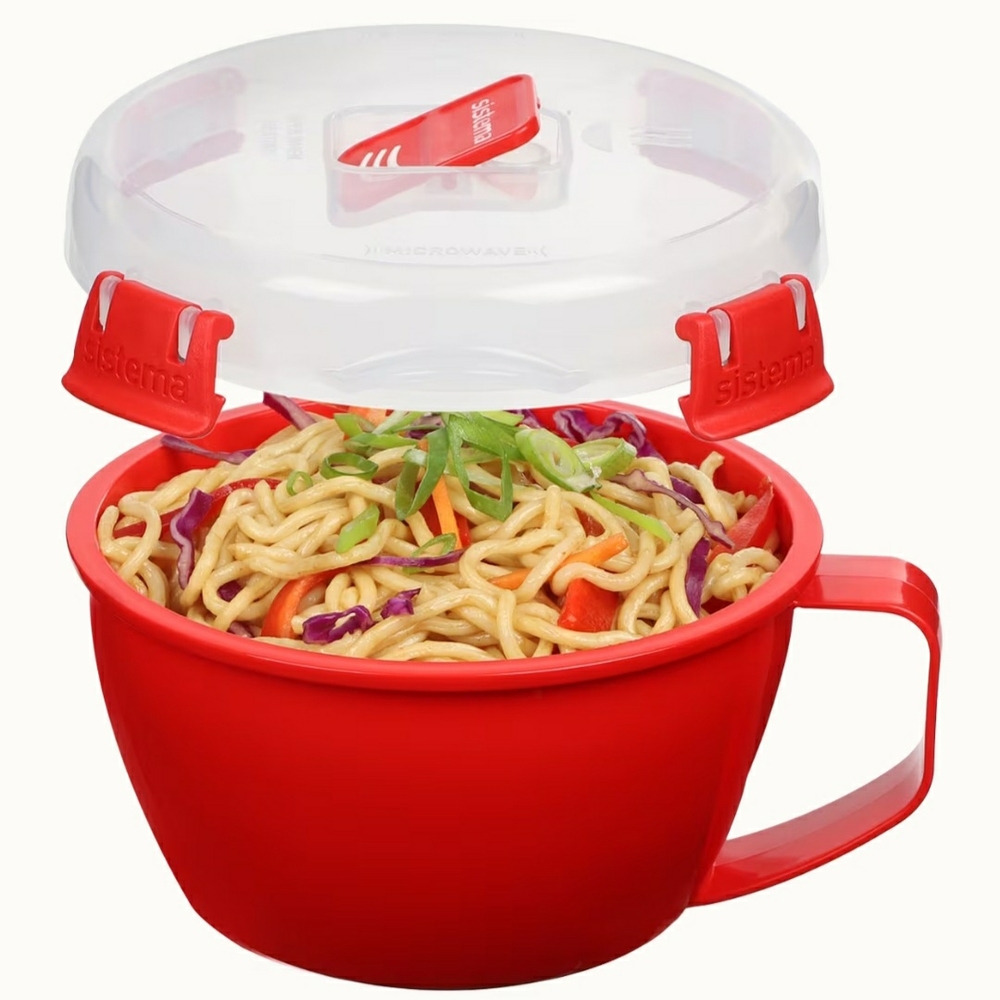 Sistema Set of 4 Microwave Noodle Bowls Red - Picture 4 of 6